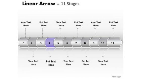Strategy PowerPoint Template Linear Arrow 11 Stages Communication Skills Design