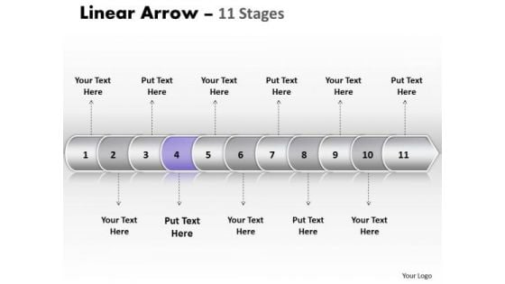 Strategy PowerPoint Template Linear Arrow 11 Stages Communication Skills Design