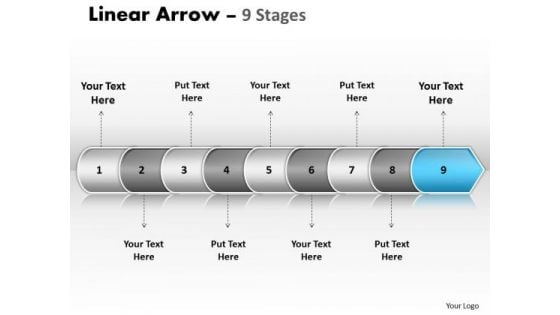 Strategy PowerPoint Template Linear Arrow 9 Stages Time Management Business Design