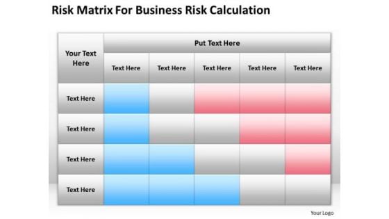 Strategy PowerPoint Template Risk Matrix For Business Calculation Ppt Slides