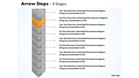 Strategy Ppt Background Green And Orange Arrow 9 States Diagram 3 Image