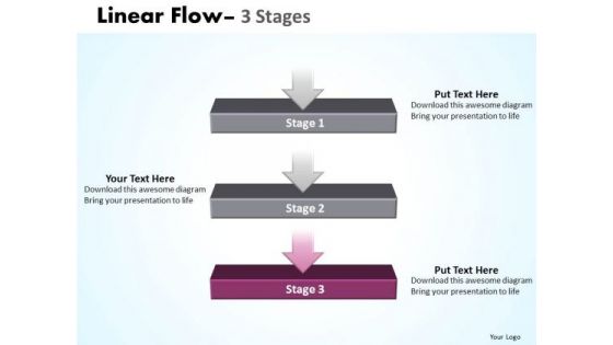 Strategy Ppt Background Linear Flow 3 Stages Business Communication PowerPoint 4 Graphic