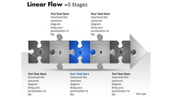 Strategy Ppt Template Linear Flow 5 Stages Style1 Business Communication PowerPoint 4 Graphic