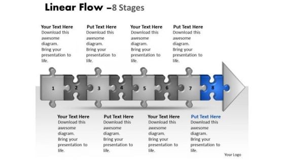 Strategy Ppt Template Linear Flow 8 Stages Style1 Communication Skills PowerPoint 9 Image