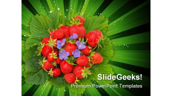 Strawberries Food PowerPoint Template 0810