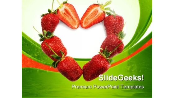 Strawberries Heart Food PowerPoint Templates And PowerPoint Backgrounds 0811