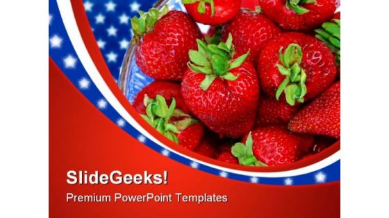 Strawberries On Flag Americana PowerPoint Templates And PowerPoint Backgrounds 0211