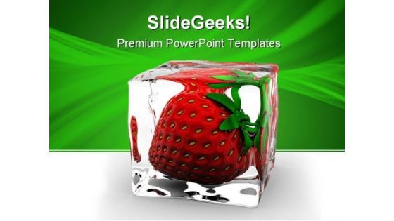 Strawberry In Ice Food PowerPoint Themes And PowerPoint Slides 0511 Strawberry In Ice Food PowerPoint Themes And PowerPoint Slides 0511