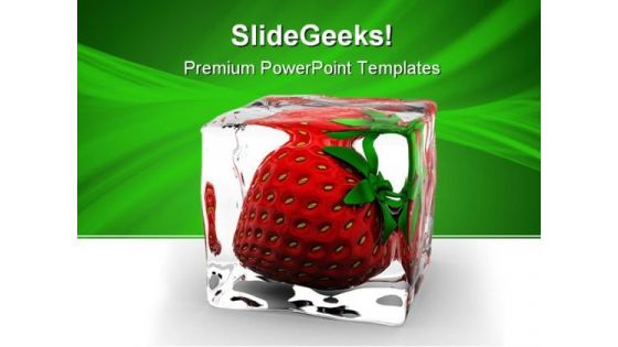 Strawberry In Ice Food PowerPoint Themes And PowerPoint Slides 0511