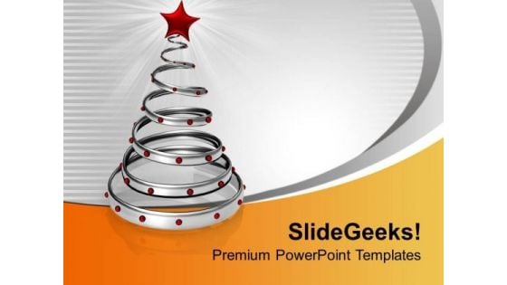 Stylish Silver Ring With Red Star Christmas PowerPoint Templates Ppt Backgrounds For Slides 0113