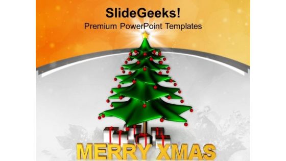 Stylized Christmas Tree With Gifts Holidays PowerPoint Templates Ppt Backgrounds For Slides 1112