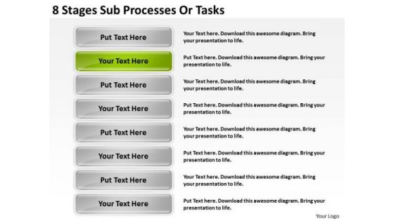 Sub Processes Or Tasks Creating Business Plan For Small PowerPoint Slides