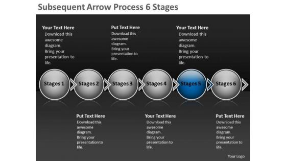 Subsequent Arrow Process 6 Stages Ppt Business Flow Chart PowerPoint Slides