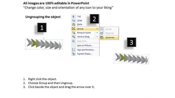 Subsequential Description Using Arrows 7 Stages Flowchart Tool PowerPoint Templates