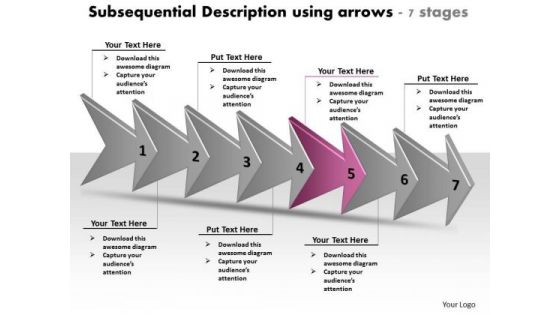 Subsequential Description Using Arrows 7 Stages Microsoft Flowchart PowerPoint Templates