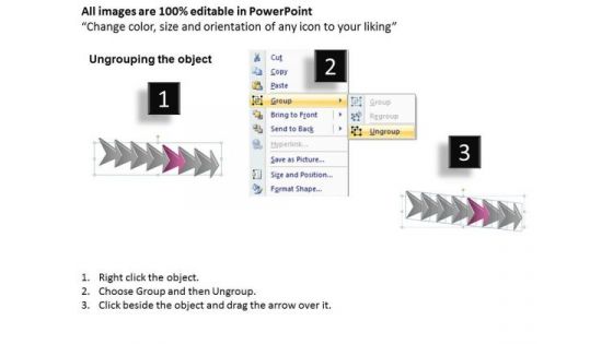 Subsequential Description Using Arrows 7 Stages Microsoft Flowchart PowerPoint Templates