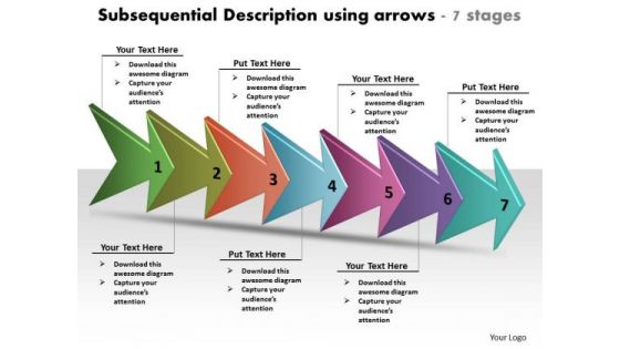 Subsequential Description Using Arrows 7 Stages Online Flowchart PowerPoint Slides
