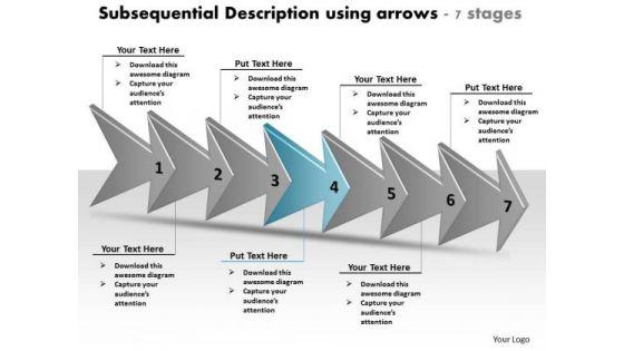 Subsequential Description Using Arrows 7 Stages Order Flow Chart PowerPoint Slides
