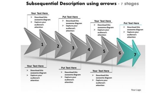 Subsequential Description Using Arrows 7 Stages Ppt Flowchart Program PowerPoint Slides