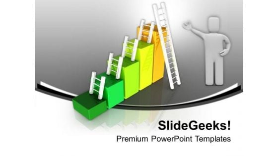 Success Bar Graph With Ladders PowerPoint Templates Ppt Backgrounds For Slides 0213