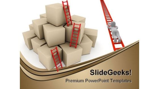 Success Ladder Business PowerPoint Backgrounds And Templates 0111