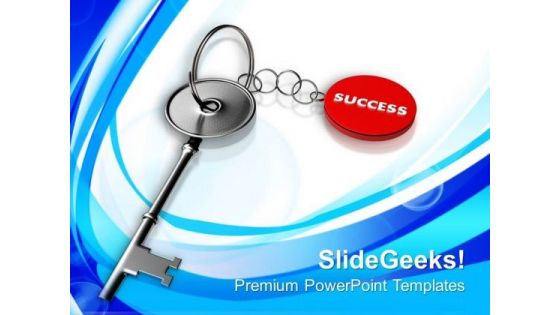 Success On Silver Key Chain PowerPoint Templates Ppt Backgrounds For Slides 0213