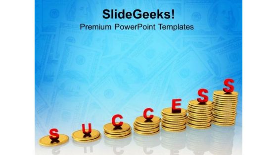 Success Word On Coins PowerPoint Templates Ppt Backgrounds For Slides 0713