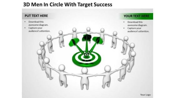 Successful Business Men 3d Circle With Target PowerPoint Slides