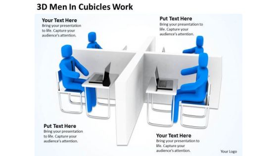 Successful Business Men 3d Cubicles Work PowerPoint Slides