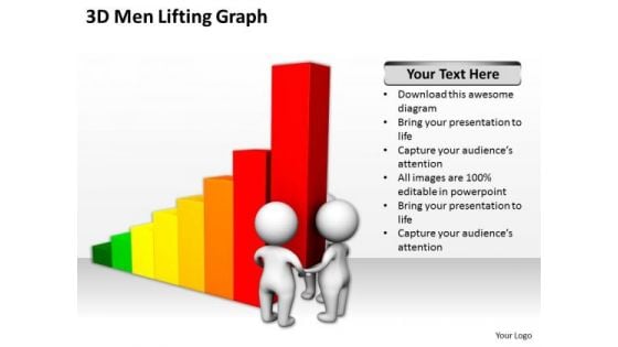 Successful Business Men 3d Lifting Graph PowerPoint Slides