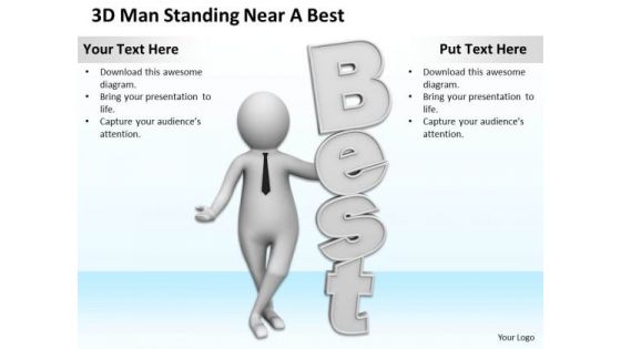 Successful Business Men 3d Man Standing Near Best PowerPoint Templates Ppt Backgrounds For Slides