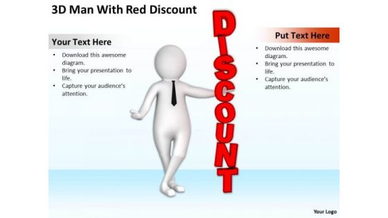 Successful Business Men 3d Man With Red Discount PowerPoint Templates