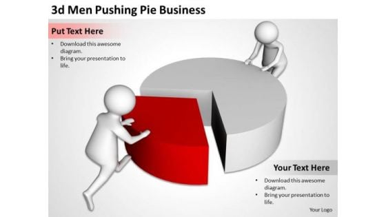 Successful Business Men 3d Pushing Pie PowerPoint Presentations Slides
