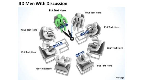 Successful Business Men 3d With Discussion PowerPoint Slides