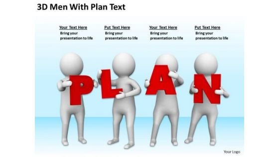 Successful Business People 3d Man With Plan Text PowerPoint Templates Ppt Backgrounds For Slides