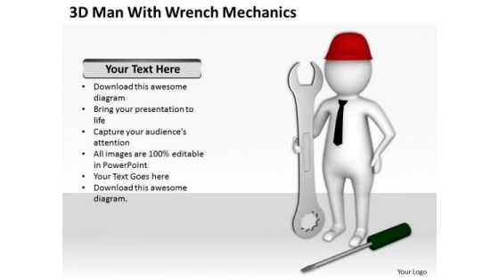 Successful Business People 3d Man With Wrench Mechanics PowerPoint Slides