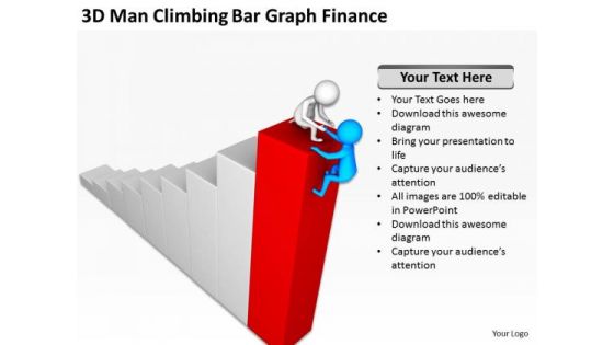 Successful Business People 3d Men Climbing Bar Graph Finance PowerPoint Templates