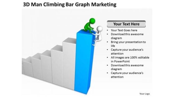 Successful Business People 3d Men Climbing Bar Graph Marketing PowerPoint Templates