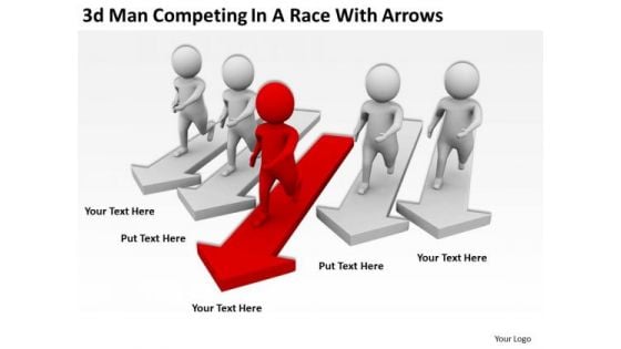 Successful Business People 3d Men Competing A Race With Arrows PowerPoint Templates