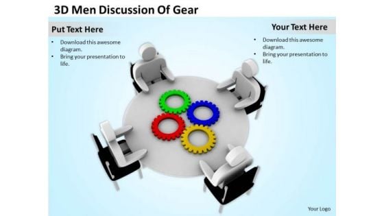 Successful Business People 3d Men Discussion Of Gear PowerPoint Slides