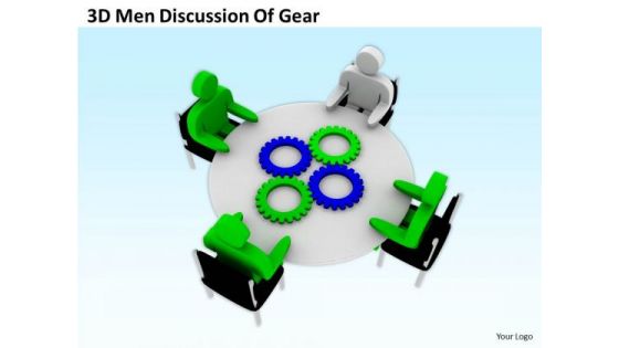 Successful Business People 3d Men Discussion Of Gear PowerPoint Slides