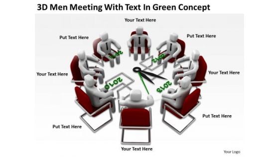 Successful Business People 3d Men Meeting With Text Green Concept PowerPoint Templates