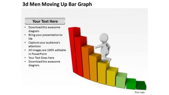 Successful Business People 3d Men Moving Up Bar Graph PowerPoint Templates