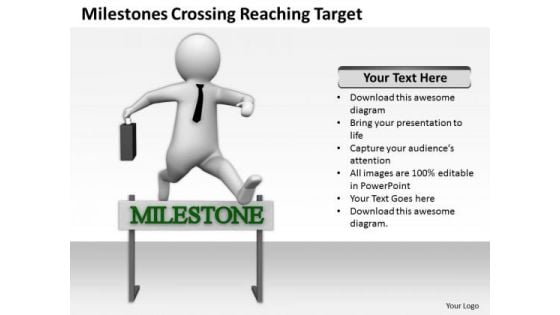Successful Business People Milestones Crossing Reaching Target PowerPoint Templates