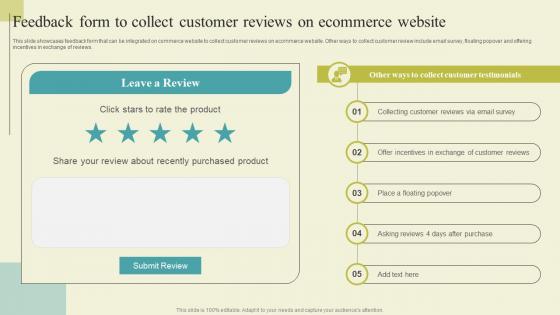 Successful Guide For Ecommerce Promotion Feedback Form To Collect Customer Reviews Formats Pdf