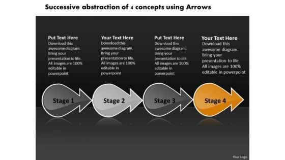 Successive Abstraction Of 4 Concepts Using Arrows Vision Office PowerPoint Slides