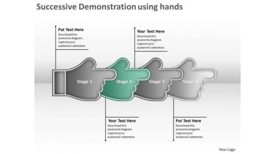 Successive Demonstration Using Hands Business Flowchart Examples PowerPoint Templates