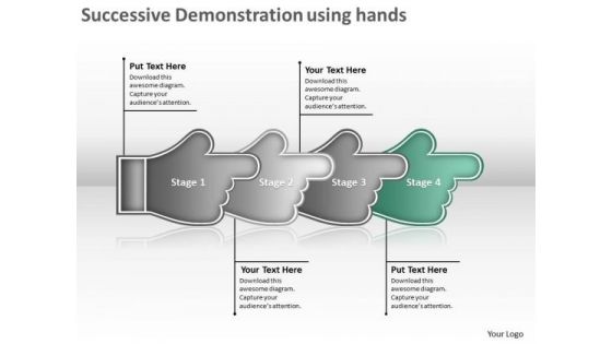 Successive Demonstration Using Hands Flow Chart Creator PowerPoint Templates