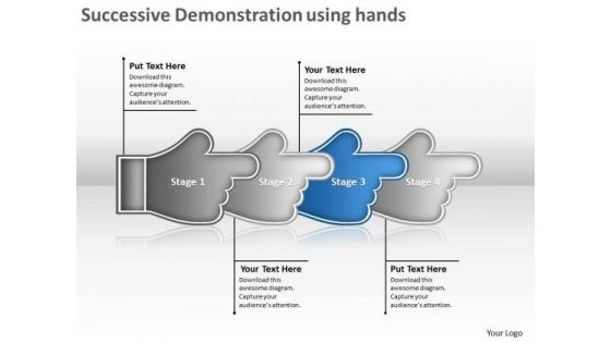 Successive Demonstration Using Hands Flowchart Examples PowerPoint Templates