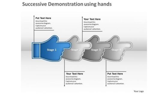 Successive Demonstration Using Hands Production Planning Flow Chart PowerPoint Templates